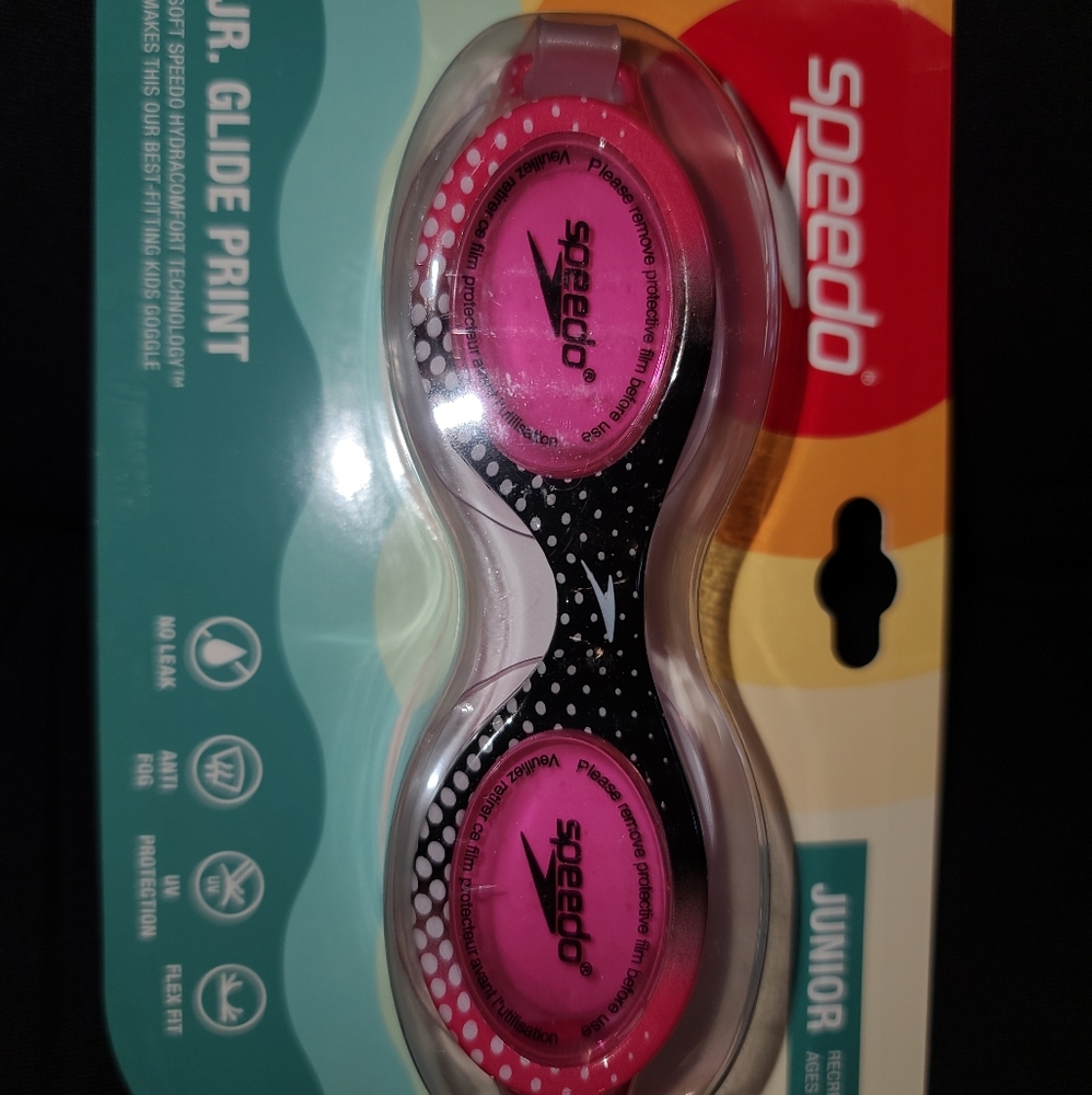 Speedo junior glide print swim Goggles pink gray